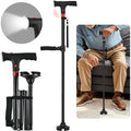 Walking Cane with LightFolding Walking Cane with Dual Handles Folding Cane with Alarm Adjustable HeightCanes for MenLightweight Aluminum Support for Seniors