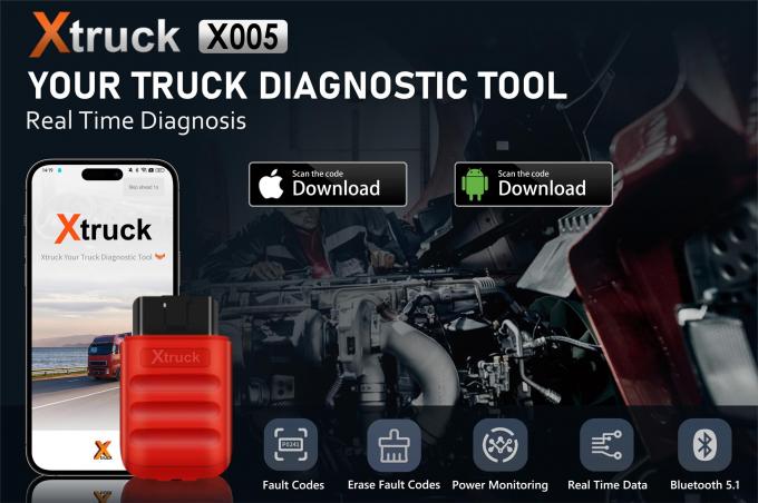 Xtruck X005 Heavy Duty Truck Diagnostic Scanner Code Reader with Bluetooth Mobile App for SHACMAN Diesel Engine