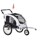 Aosom Dog Bike Trailer 2-in-1 Pet Stroller with Canopy and Storage Pockets White