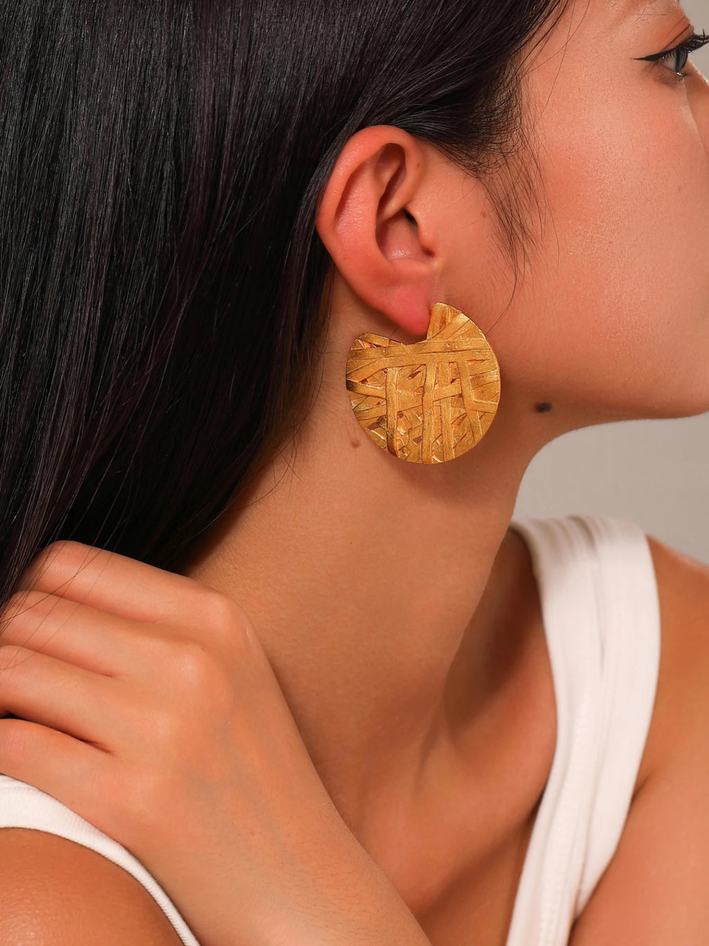 YAJUNIEL Luxury 24K Gold Plated Earrings Abstract Design Drop Earrings Statement Earrings for Women Daily Wear Jewelry Gifts