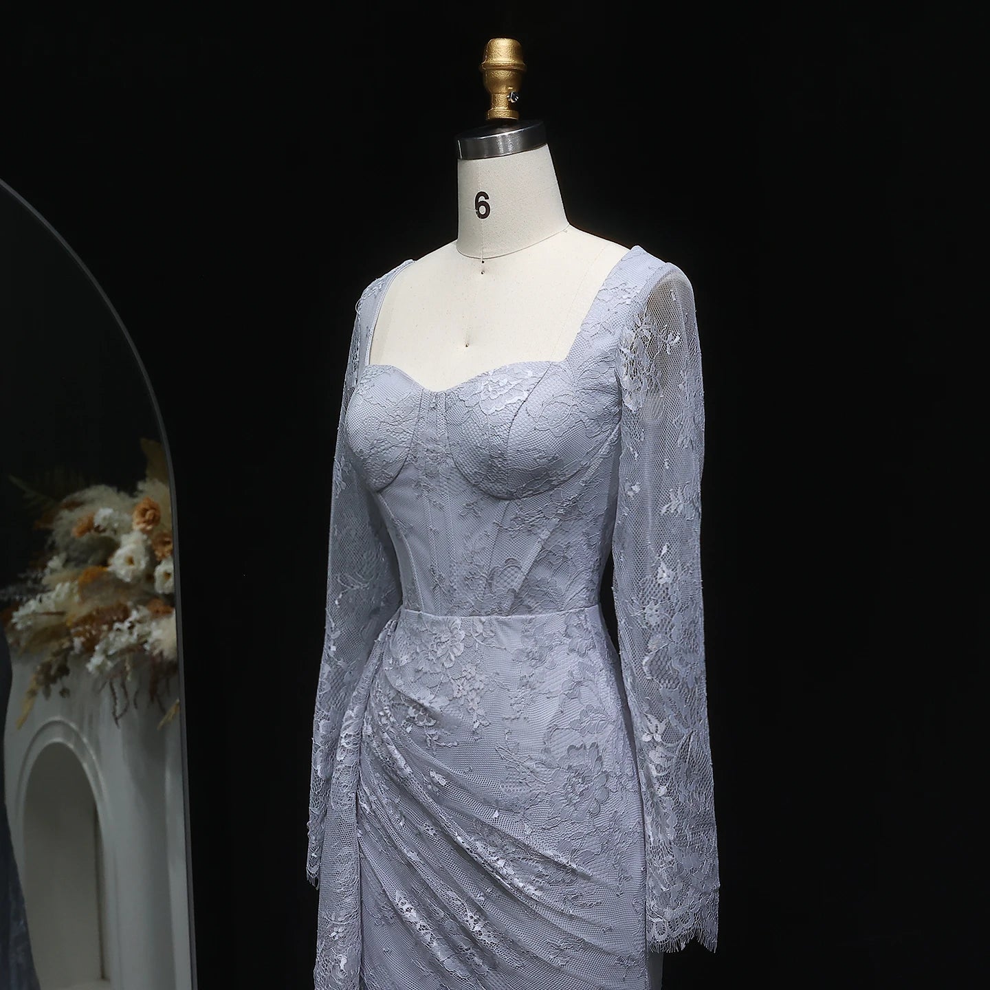 Sharon Said Arabic Lace Purple Mermaid  Off-shoulder Evening Dress with Sleeves for Women Wedding Party Gowns SF075 Customized