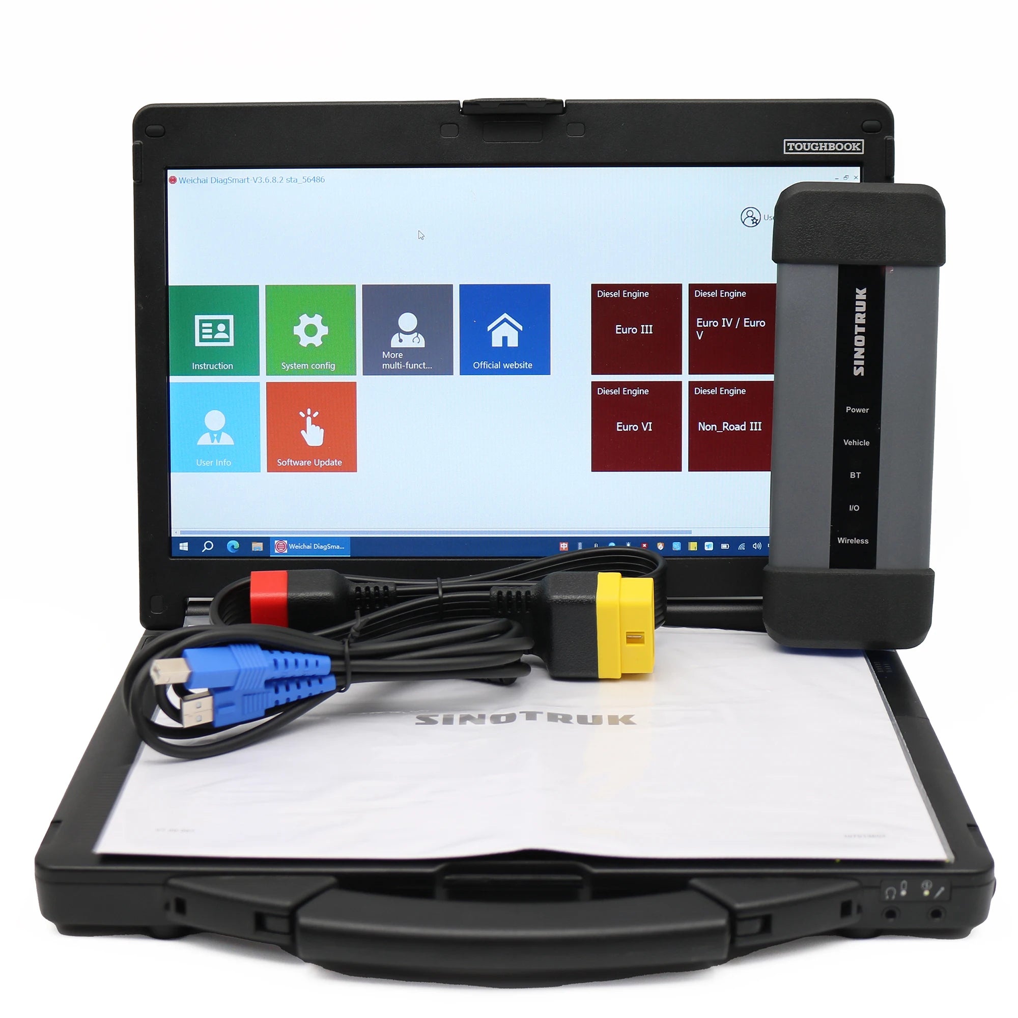 For Weichai SHACMAN HOWO A7 Sitrak Diagnostic Tools For Sinotruk EOL OBD Heavy Duty Diagsmart Cnhtc Chinese Engine Truck Scanner