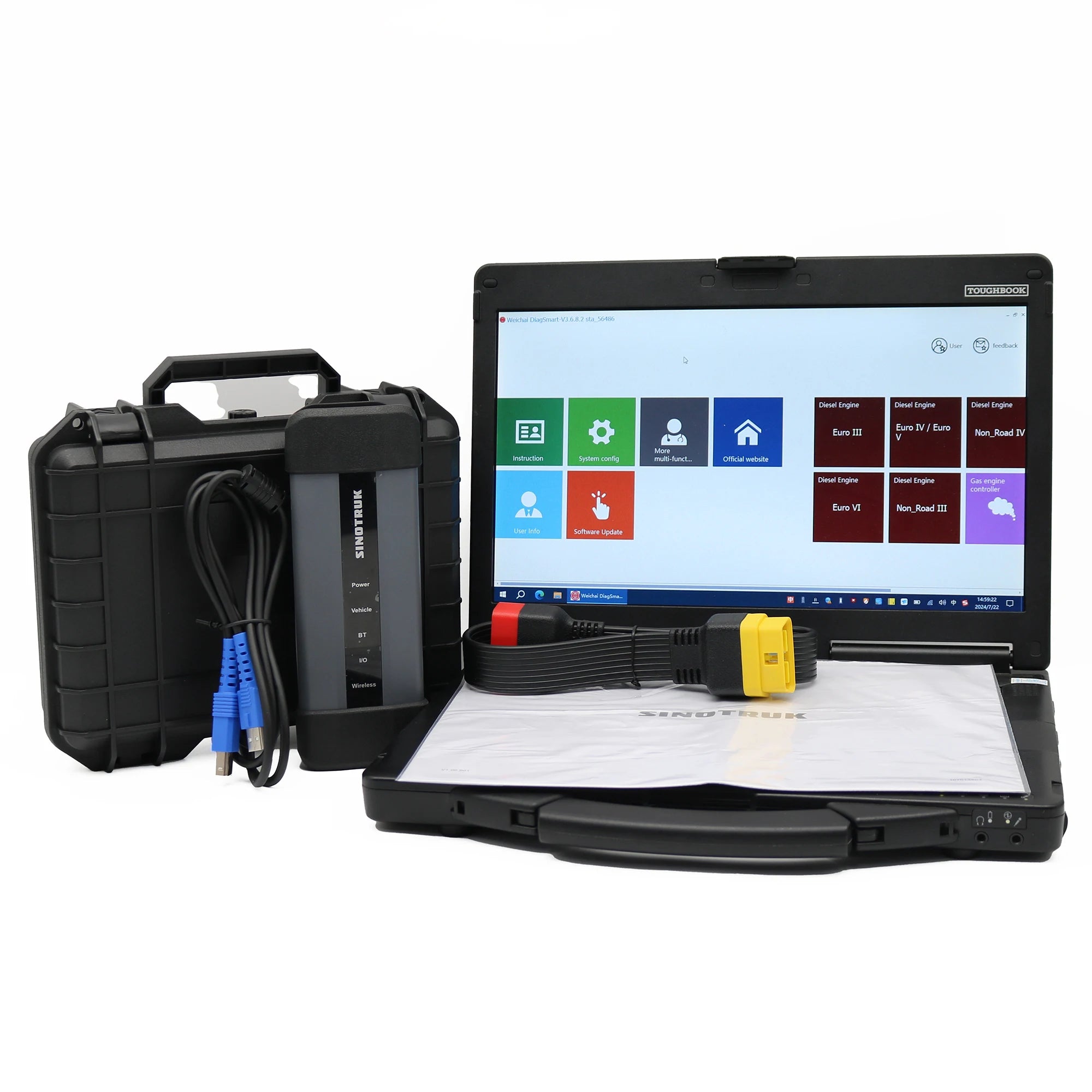 For Weichai SHACMAN HOWO A7 Sitrak Diagnostic Tools For Sinotruk EOL OBD Heavy Duty Diagsmart Cnhtc Chinese Engine Truck Scanner