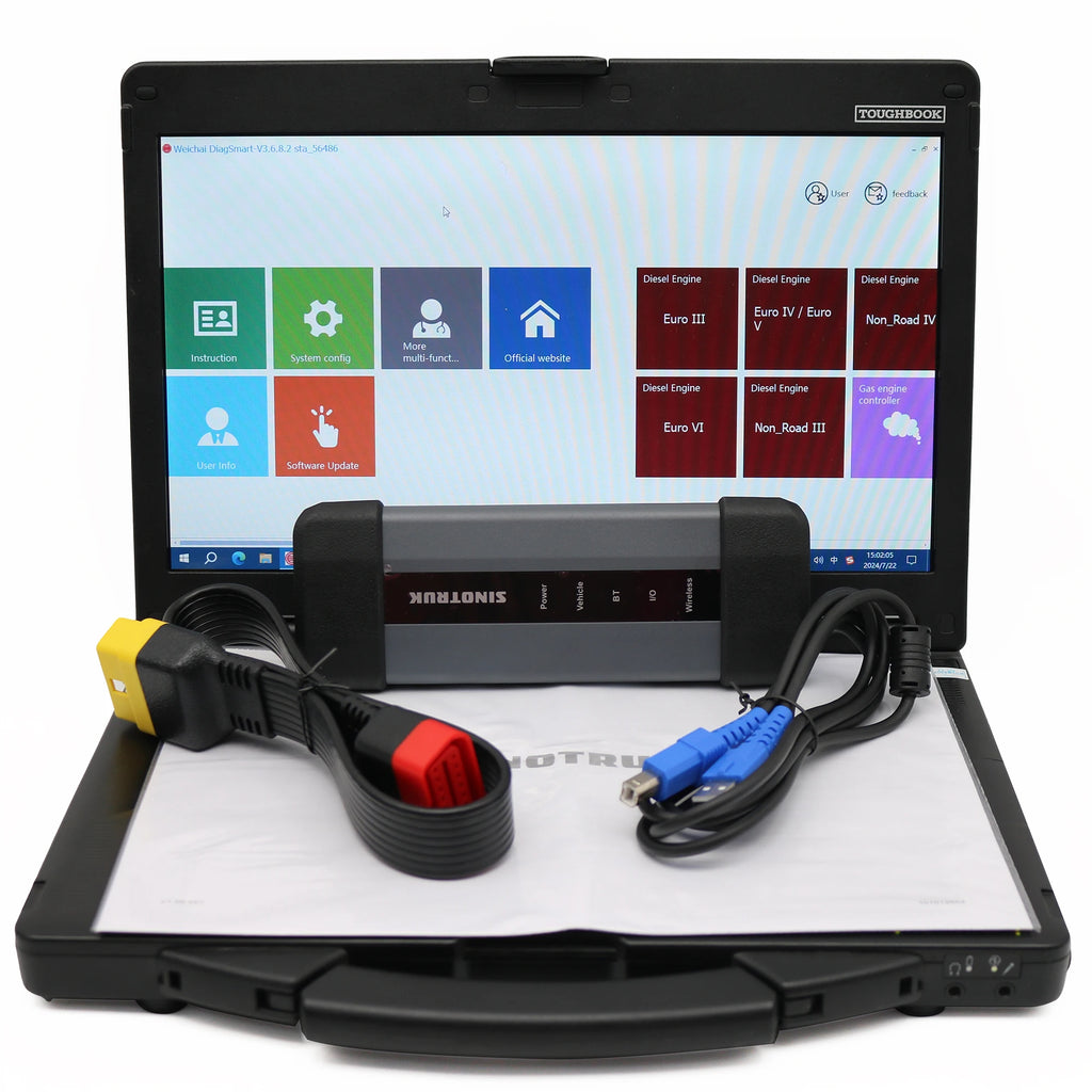For Weichai SHACMAN HOWO A7 Sitrak Diagnostic Tools For Sinotruk EOL OBD Heavy Duty Diagsmart Cnhtc Chinese Engine Truck Scanner