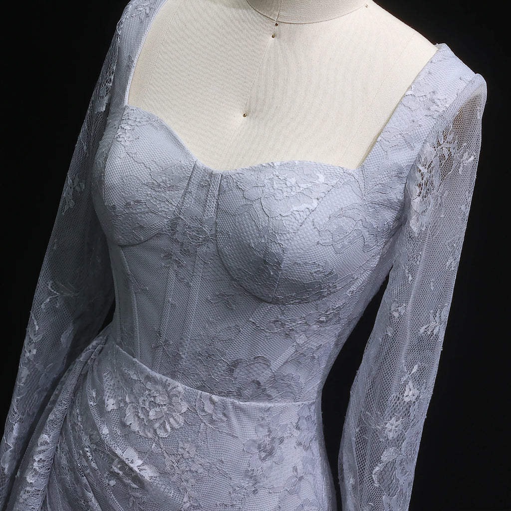 Sharon Said Arabic Lace Purple Mermaid  Off-shoulder Evening Dress with Sleeves for Women Wedding Party Gowns SF075 Customized