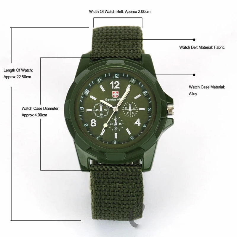 Military Mens Watch Top Brand Army Green Sports Analog Quartz Wristwatch Nylon Band Fashion Casual Men's Clock relogio masculino