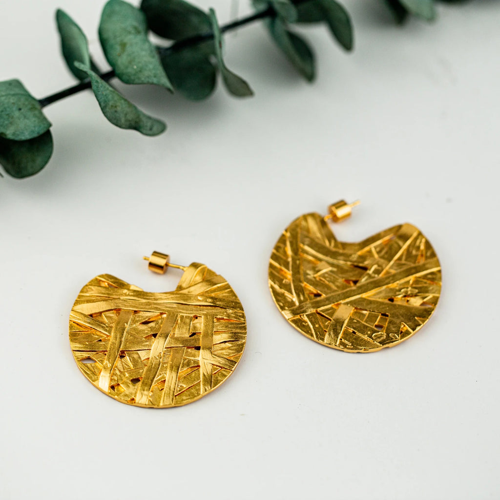YAJUNIEL Luxury 24K Gold Plated Earrings Abstract Design Drop Earrings Statement Earrings for Women Daily Wear Jewelry Gifts