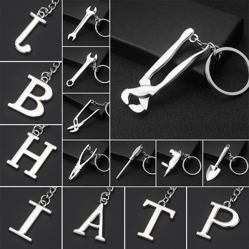 Keychains For Men Car Bag KeyRing Outdoor Combination Tool Portable Mini Utility Pocket Clasp Ruler Hammer Wrench Pliers Shovel