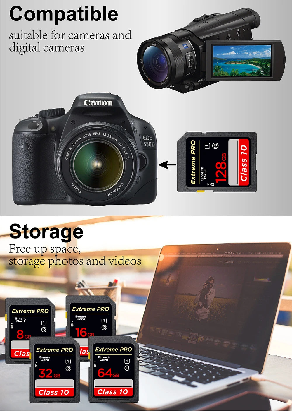 High speed Class 10 SD Card 8GB 16GB 32GB 64GB 128GB 256GB carte sd Memory Card SDA1HC SDA1XC Flash usb stick sdcards For Camera