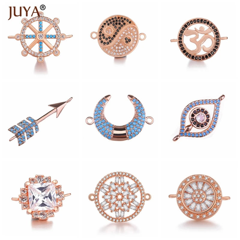 Juya Trendy Series Connector Shiny Zircon Crystal Jewellery Findings Accessories Charms DIY Jewelry Components