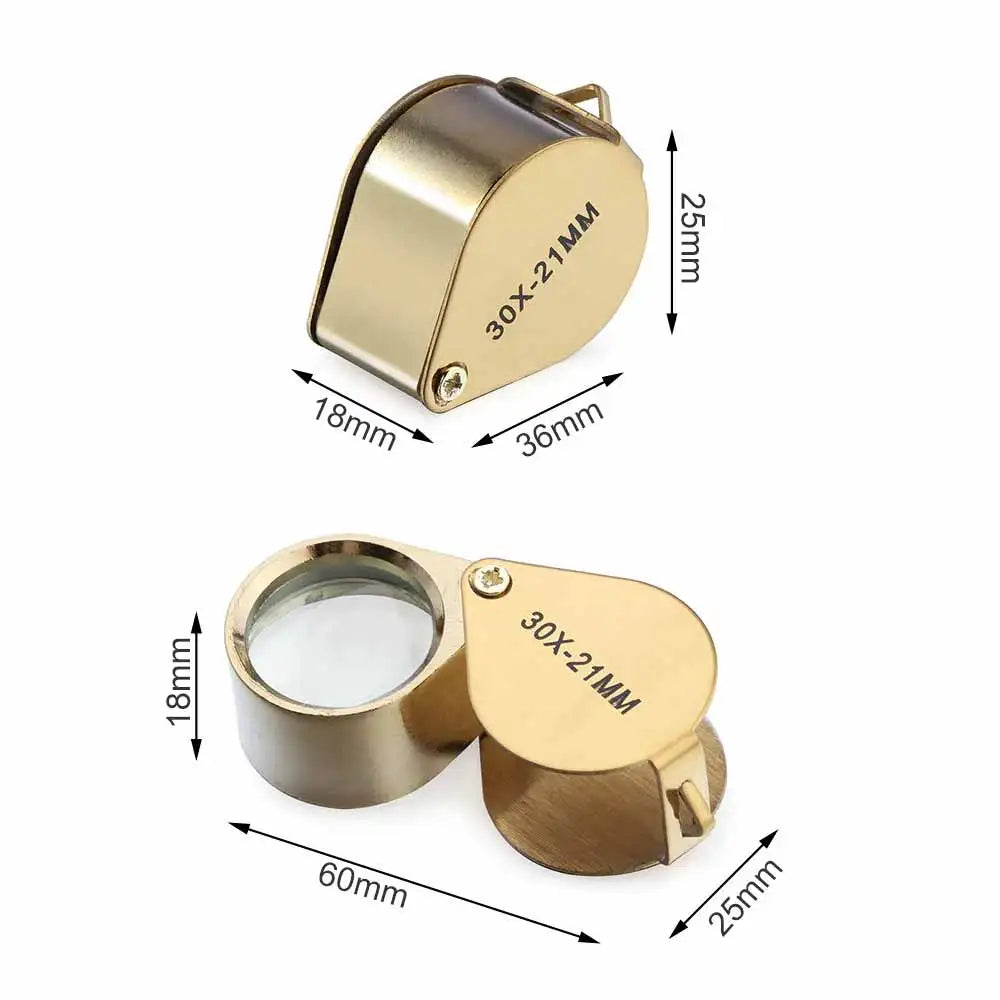 Metal Jewelry Magnifying Glass Jewelers Eye Tool Jewellery Folding Loupe Glass Lens Magnifying Triplet Glass Jewelry Diamond