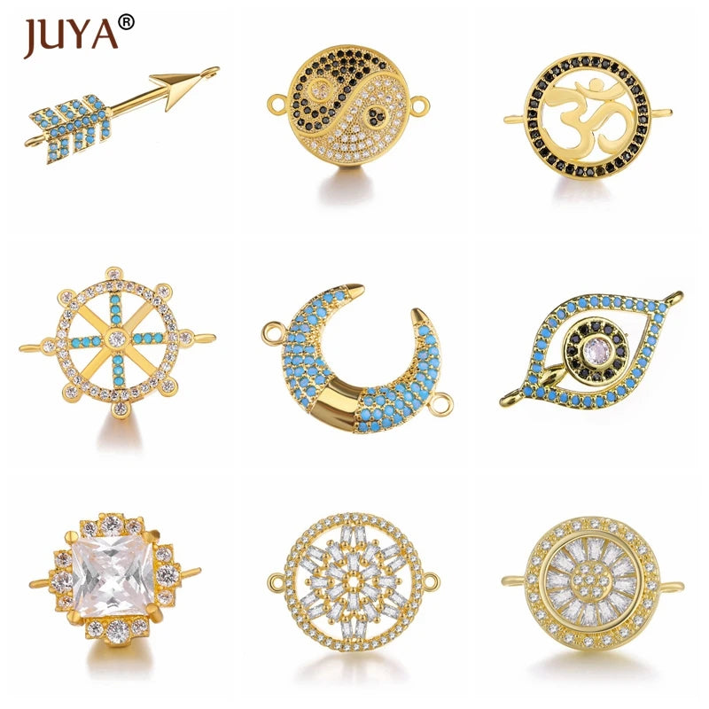 Juya Trendy Series Connector Shiny Zircon Crystal Jewellery Findings Accessories Charms DIY Jewelry Components