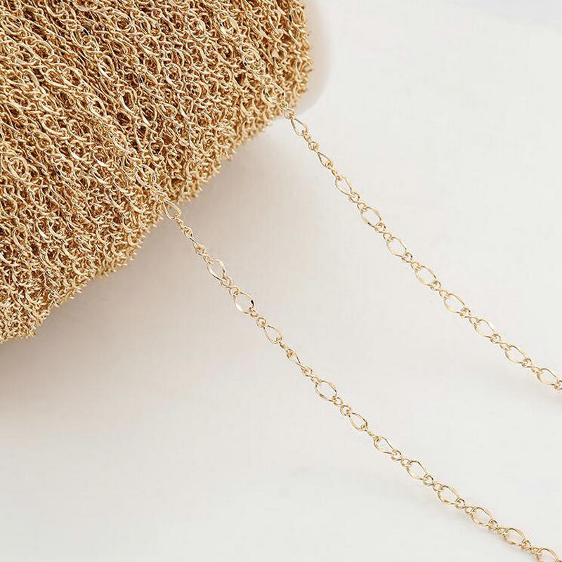 1 Meter Jewellery Crafts Chain Wholesale 14KGold Color Plated  Brass Chains For Jewelry Making Handmade Bracelets Necklaces