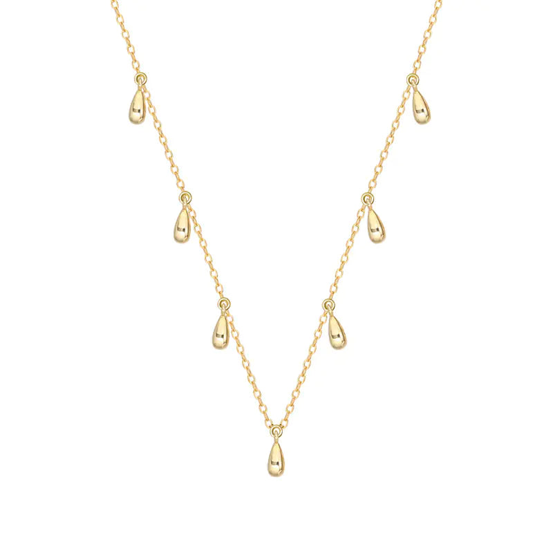S925 Silver Choker Necklace with Water Drop Design