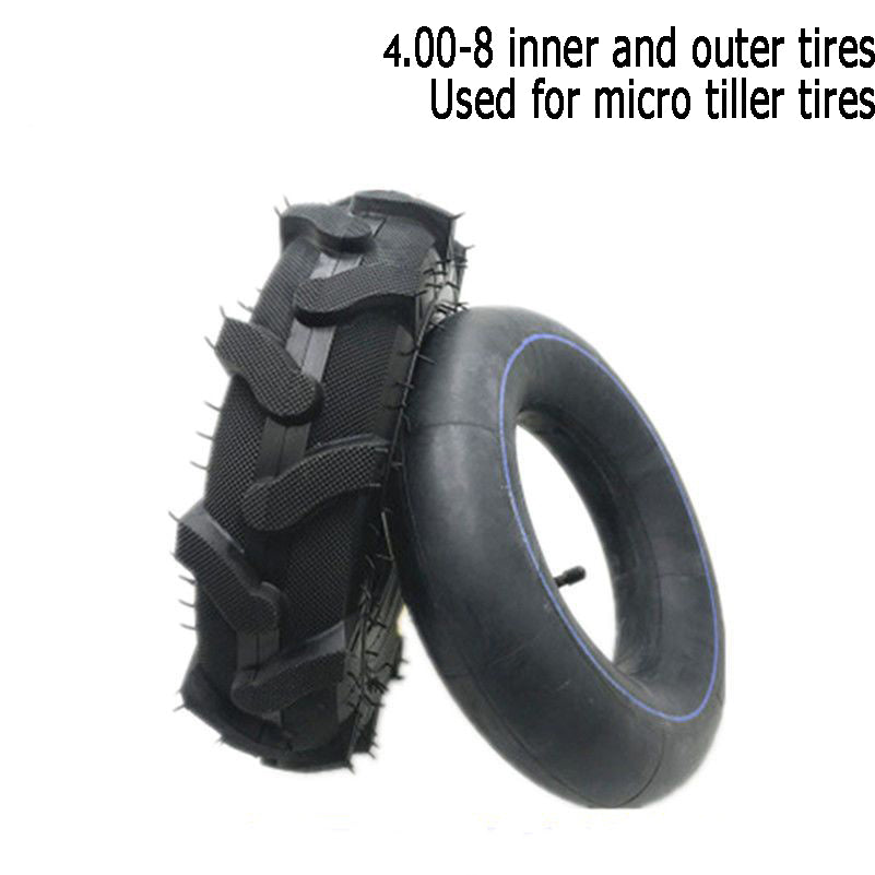 4.00-8 Tires, Suitable for Micro Tillers, Agricultural Machinery Tires, 400-8 Rubber Inner and Outer Tire Accessories