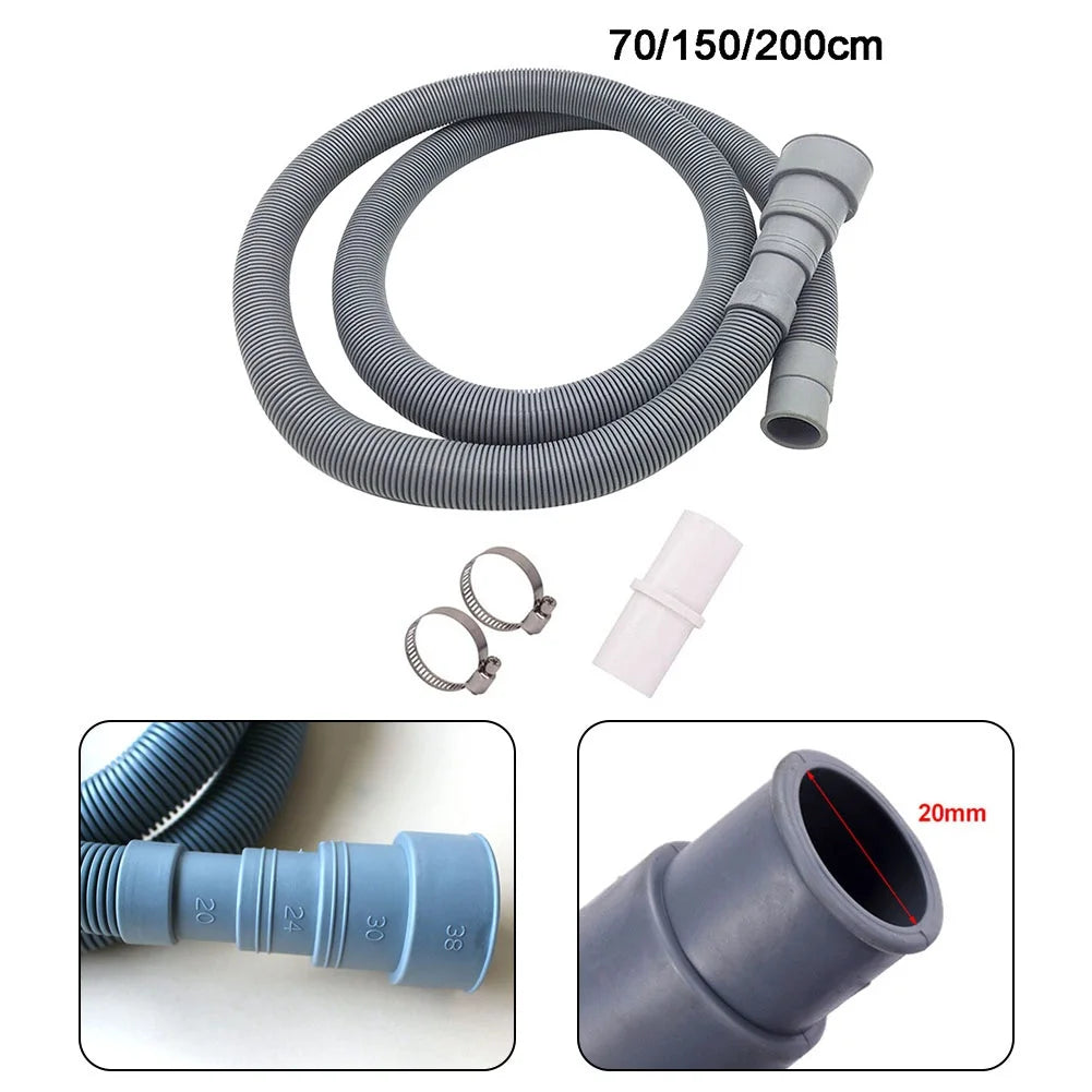 70/150/200cm Drain Pipe Washing Machine Dishwasher Drain Waste Hose Extension Pipe With Hose Clamps Set Wash Machine Accesories