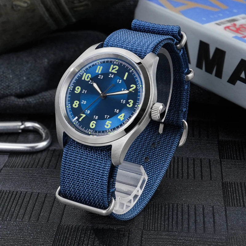 Militado ML08 Men Military Watch VH31 Quartz Movement Sapphire Luminous Waterproof Watches 38mm Vintage Stainless Steel Watch