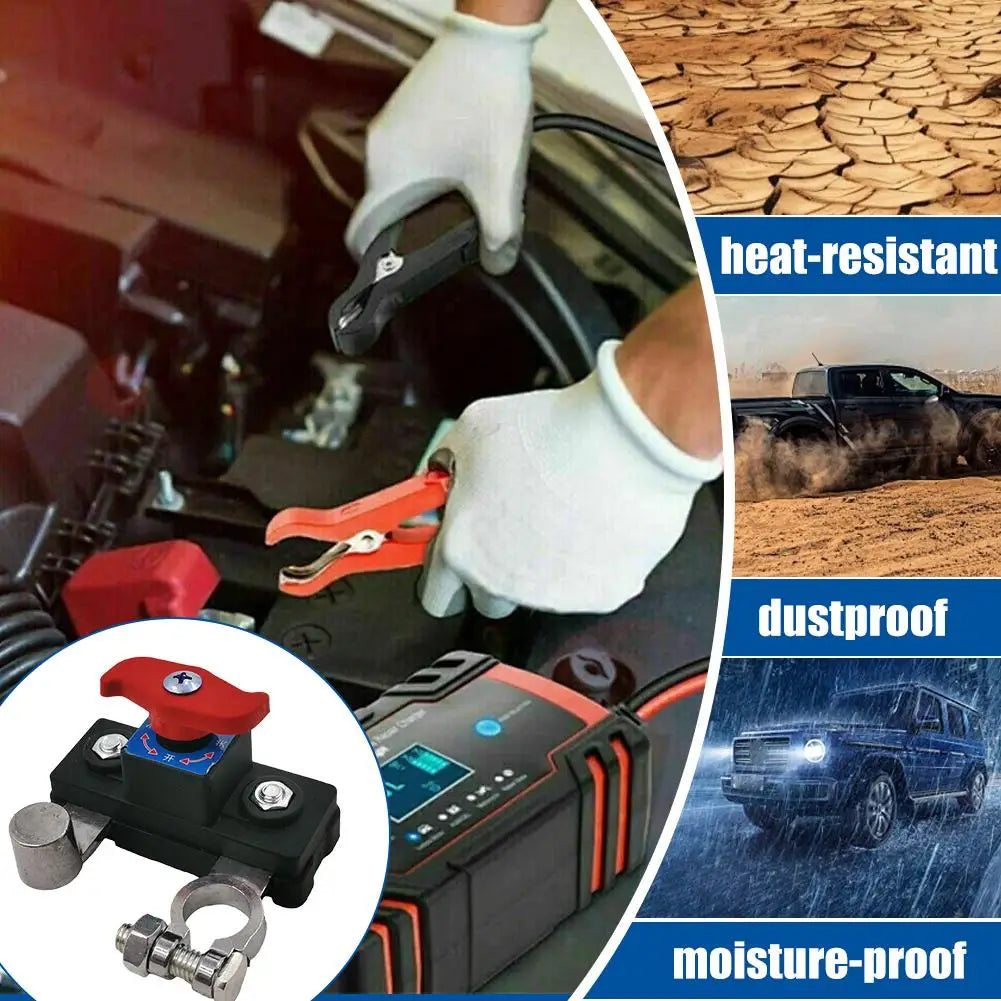 Car Battery Cut Off Switch (Disconnect Isolator) 12V/24V Power Cutoff Switch, Suitable for Car, Truck, RV, ATV, Boat & Yacht