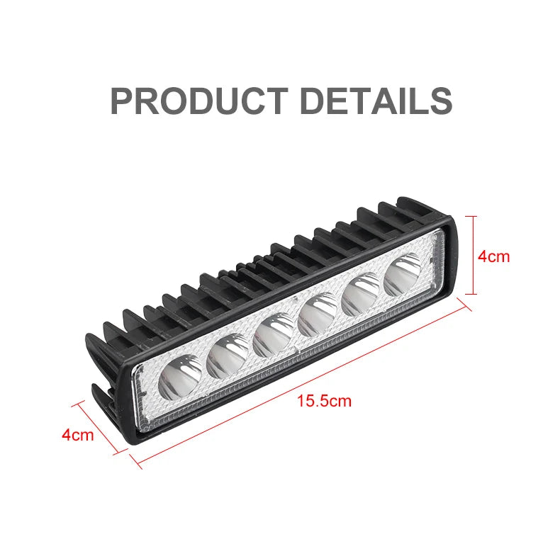 6 LED Motocycle Work Light High Bright Spotlight Offroad Automobile Truck Driving Fog Headlights DRL Driving Lamp 12V