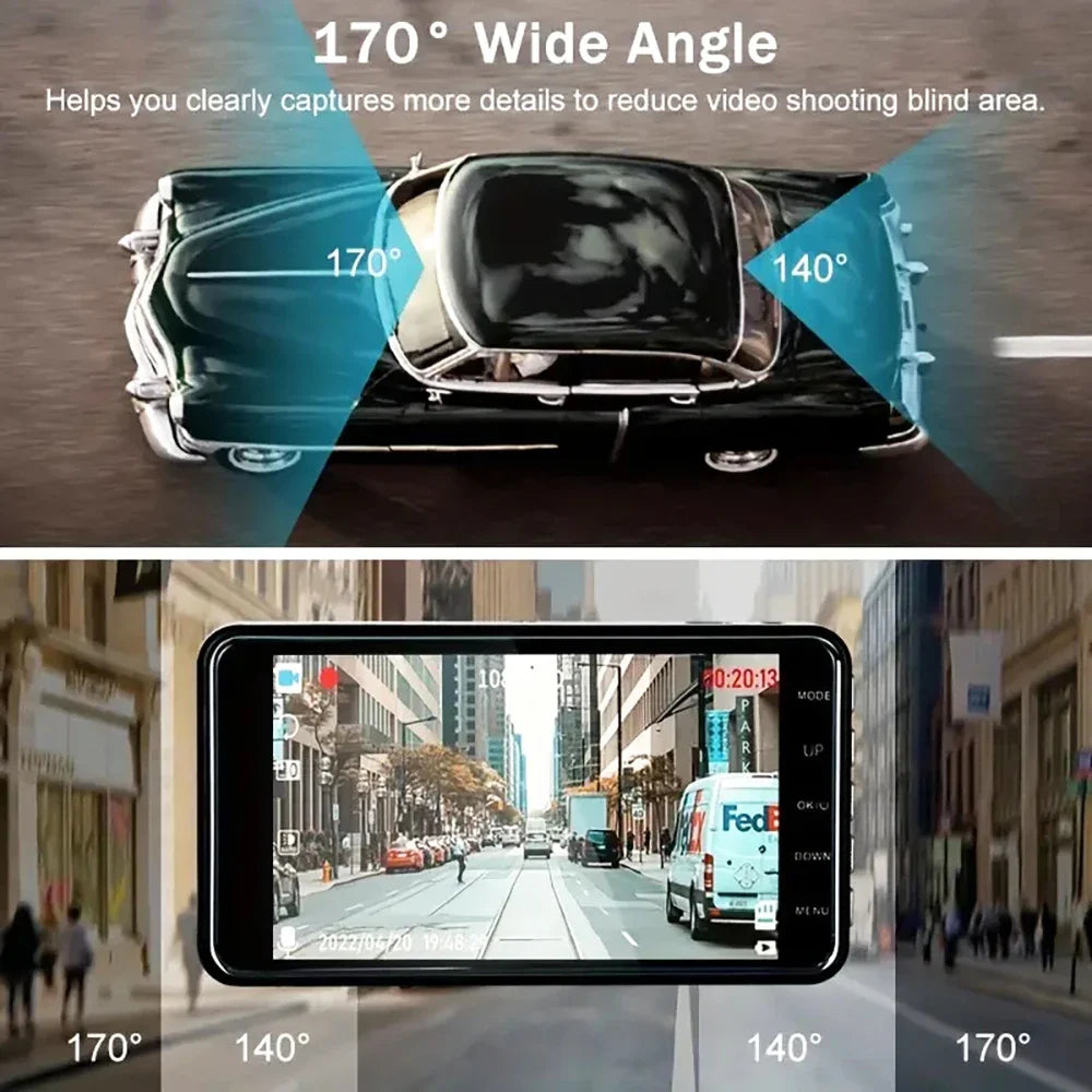 Dual Lens 1080P HD for Cars 4inch Touch Screen Dash Cam Car DVR Video Recorder Front and Rear View Camera for Vehicle Black Box