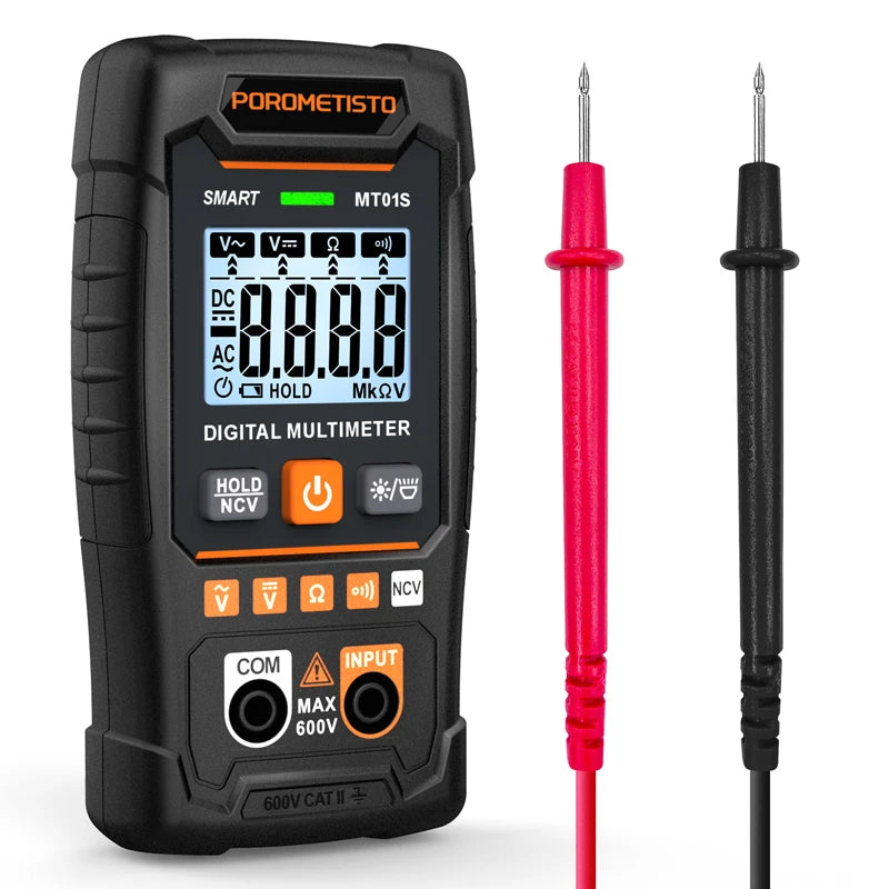 MT01S Digital Multimeter 4000 Counts Smart Auto-Range AC/DC Voltage Resistance Continuity Test Profesional Electrician Tester