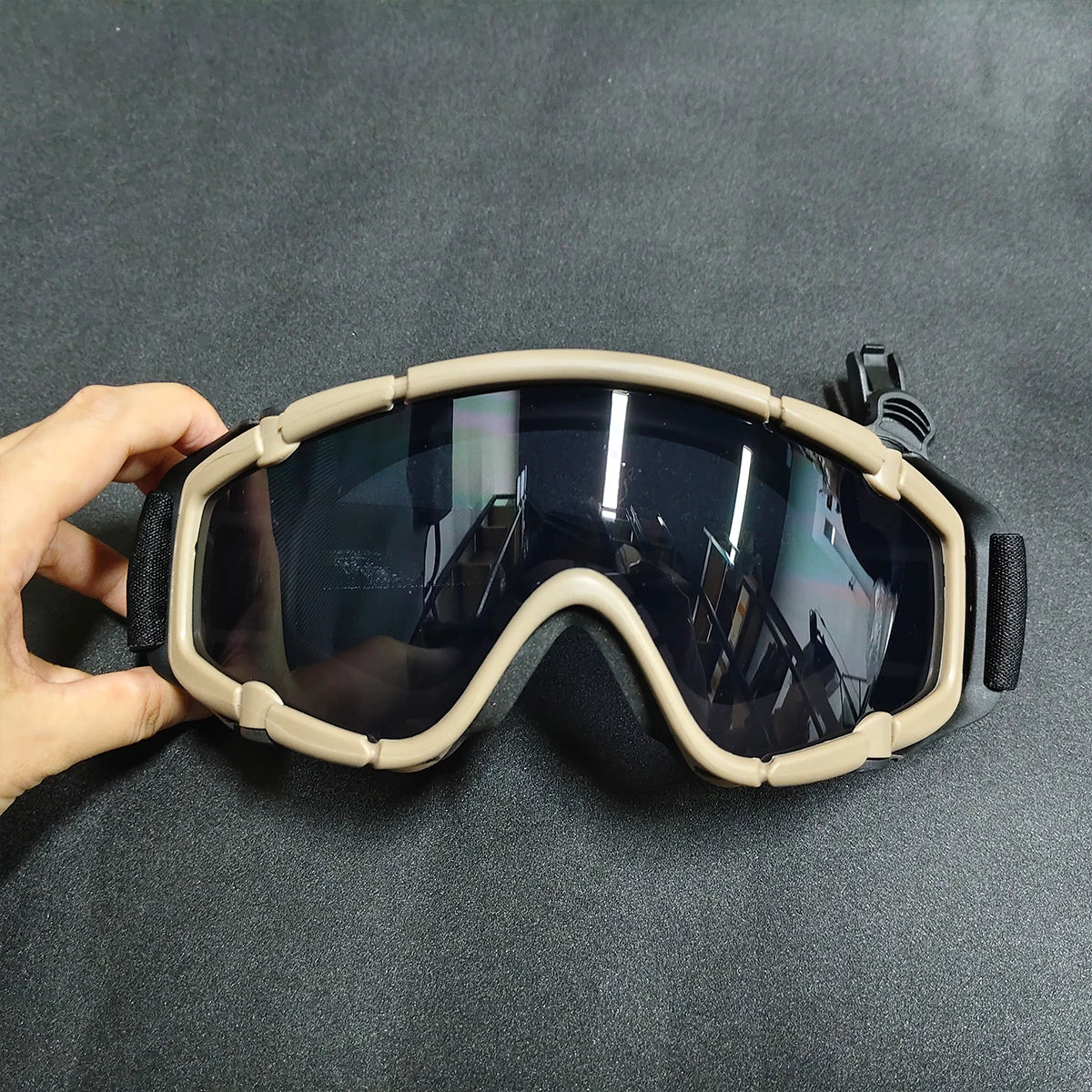 Tactical FMA Goggle, Goggle for Hunting Helmet Anti-fog Lens,Shock Resistance, Windproof Eye UV Glasses for Hunting, Shooting