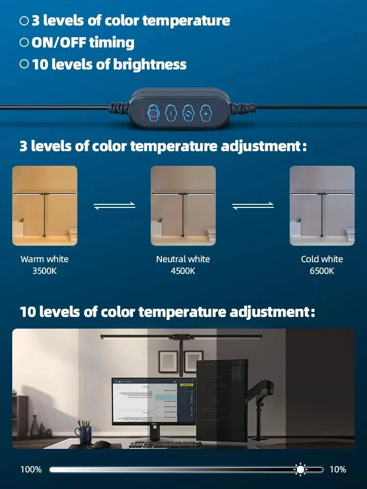 LED Desk Lamp Double/Single Head Architect Desk Lamps Office Eye-Caring Desk Light Stepless Dimmable Adjustable Gooseneck Lamp