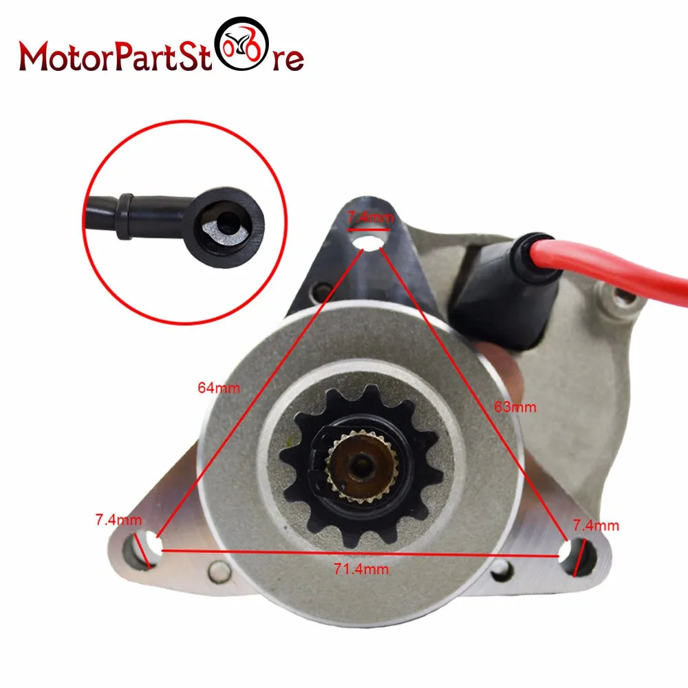 Electric Starter Motor 3 Bolt for 4 Stroke 50cc 70cc 90cc 100cc 110cc 125cc Engine 4 Wheeler ATV Quad Dirt Bike Go Kart Taotao