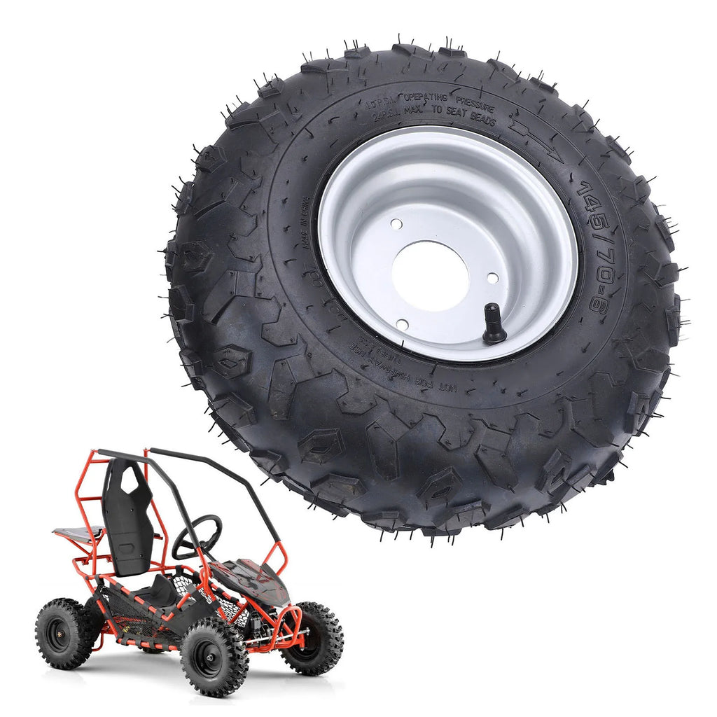 145/70-6 145x70-6 Tire 6 Inch Wheels Rim Tire 3 Bolts Go Kart Tyre for ATV UTV Quad Off Road Golf Cart Tire with Rim
