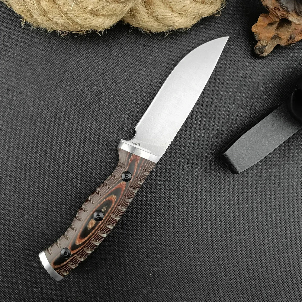 Hunting Knife with Sheath - BK-853 Fixed Blade knives, D2 Steel & G10 Handle for Camping, Survival, EDC Tactical Tool