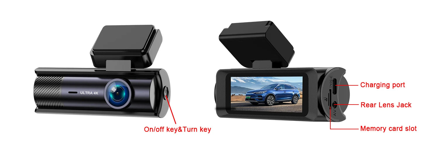 Dual Lens Dash Cam For Car Camera 4K Video Recorder WIFI GPS Car DVR Front and Rear View Camera Night Vision Car Accessories