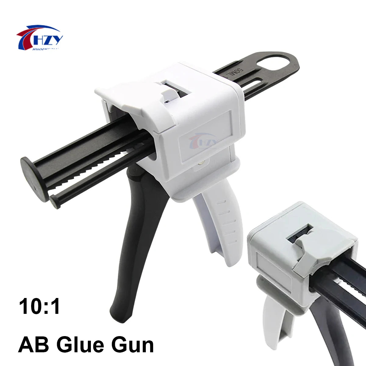 HZY 10:1 Manual Glue Gun AB Epoxy Sealant Glue Gun 50ml Dispensing Gun Applicator Glue Adhensive Squeeze Mixed Caulking Gun