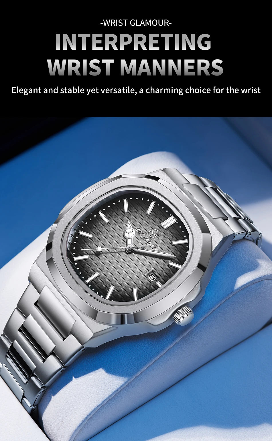 2025 New Luxury Military Man Watch Square Waterproof Luminous Date Week Men Watch Stainless Steel Quartz Men's Watches Reloj+box