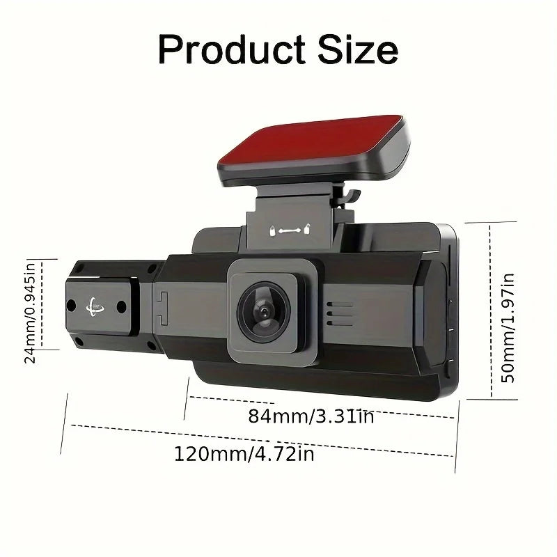 3 Inch 1080P Dual Lens Dash Cam For Cars, Front And Inside Full HD 1080P Car Camera With Loop Recording Night Vision Wide Angle