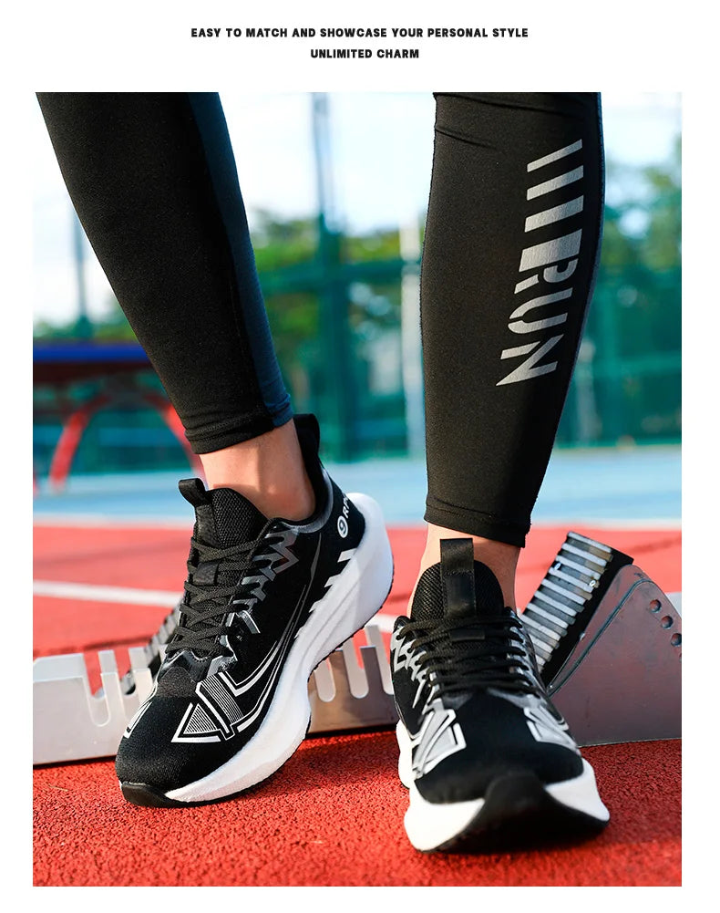 Sports and leisure shoes, men's shoes, marathon oversized air cushioned shoes, fly woven all season rubber, wear-resistant, anti