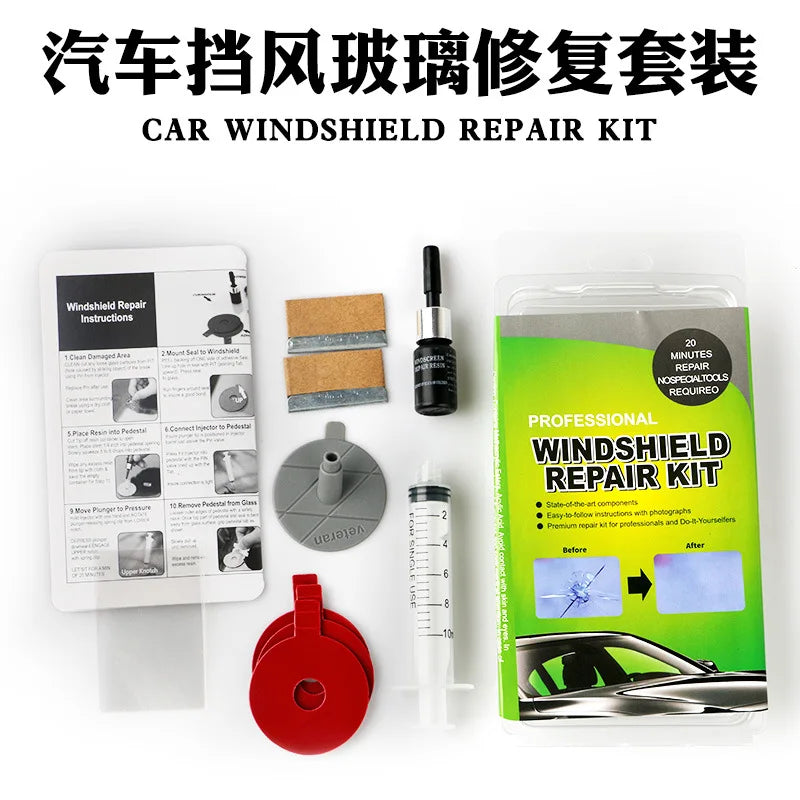 Windshield Repair Kit Car Cracked Glass Repair Kit Quick Fix Auto Glass Windshield Crack Chip Scratch Restore Repair Tool Set