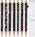 7 Pcs Fancy Pens For Women Cute Pens Sparkly Glitter Pens with 10 Pcs Black Ink Refills Pretty Pen Gifts Journaling Pens