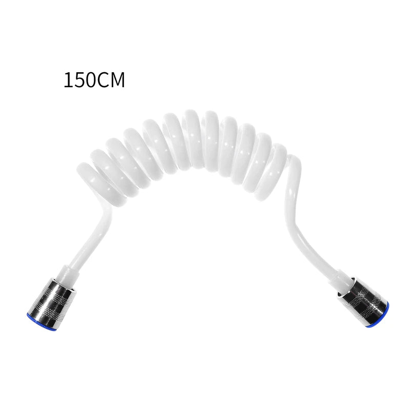 Bathroom Shower Plumbing Hoseswasher Toilet Spray Gun Telephone Wire Telescopic Spring Black White Tube Hose Bathroom Supplies
