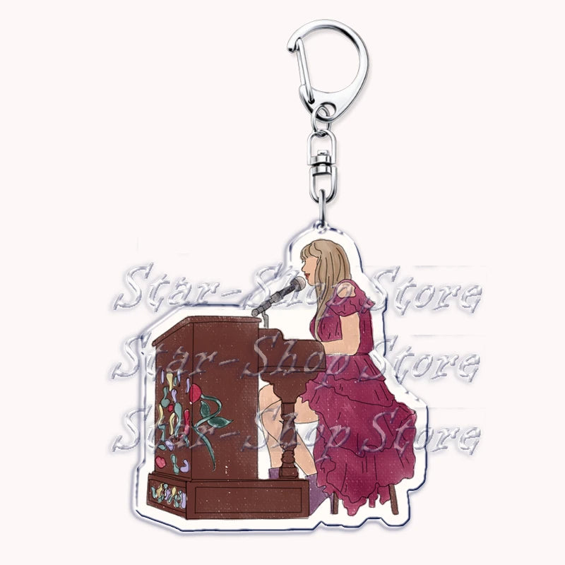 Popular Singer Keychains for Accessories Bag Folklore Eras Tour Evermore Reputation 1989 TTPD Keyring Jewelry Fans Lover Gifts