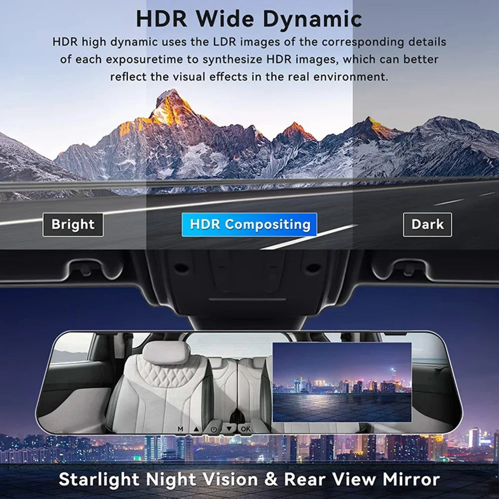 Dual-Lens Car Dvr 1080P Mirror Dash Cam for Cars Camera for Vehicle Video Recorder Front and Rear Camera Dashcam Car Accsesories