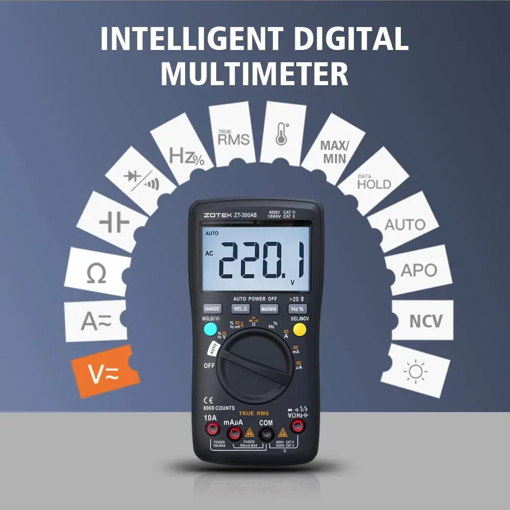 Bluetooth Digital multimeter Tester Multi Testers True RMS Tester Automatic Mode Counts Measures Voltage Current Resist