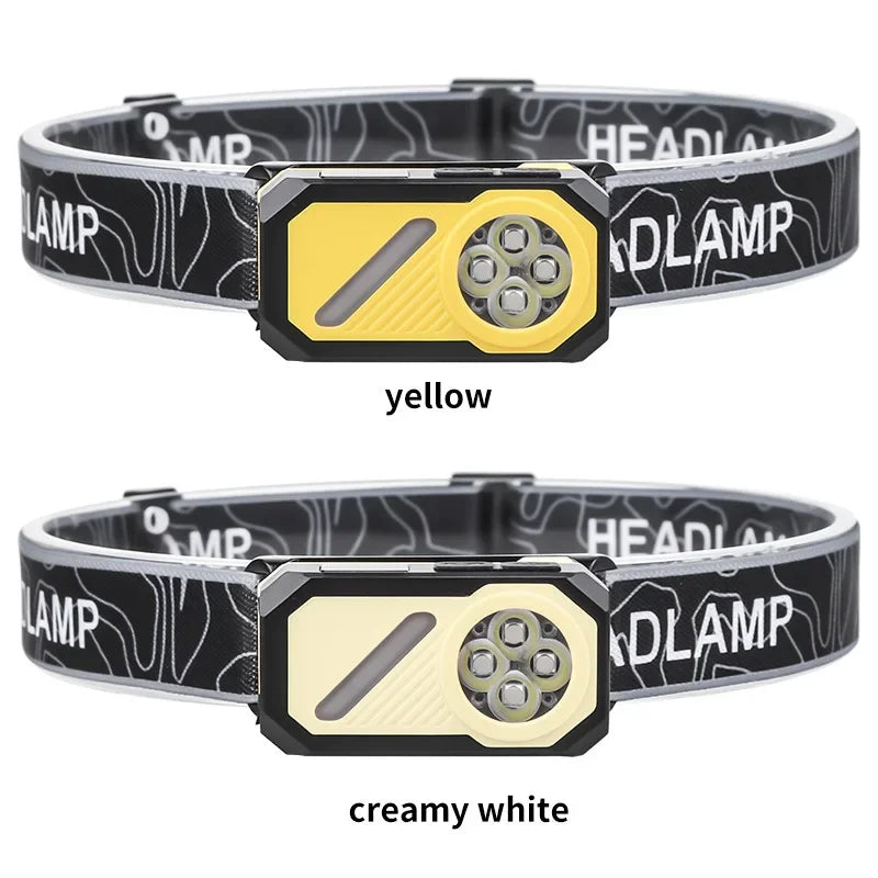 LED Induction Headlight, Can Be Used As Portable Running Light with Cap Clip RGB Ambient Light, Multi-light Source