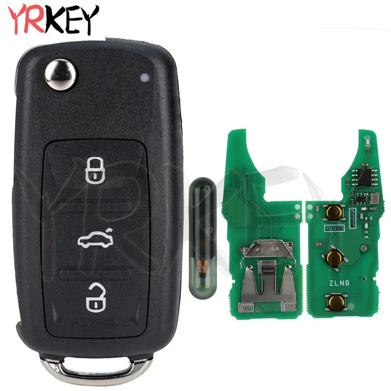 Fob Flip Remote Key for Volkswagen VW Passat Skoda Sedan Polo Beetle Golf 4 5 6 Eos Jetta Tiguan Rapid 433MHz ID48 Hu66 Car Keys