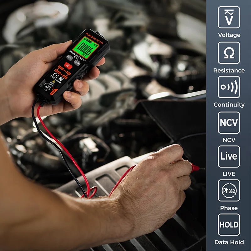 MT01 Digital Multimeter 2000 Counts 600V AC/DC Volt Meter Auto-ranging NCV Phase Sequence Resistance Multimetre with Backlight