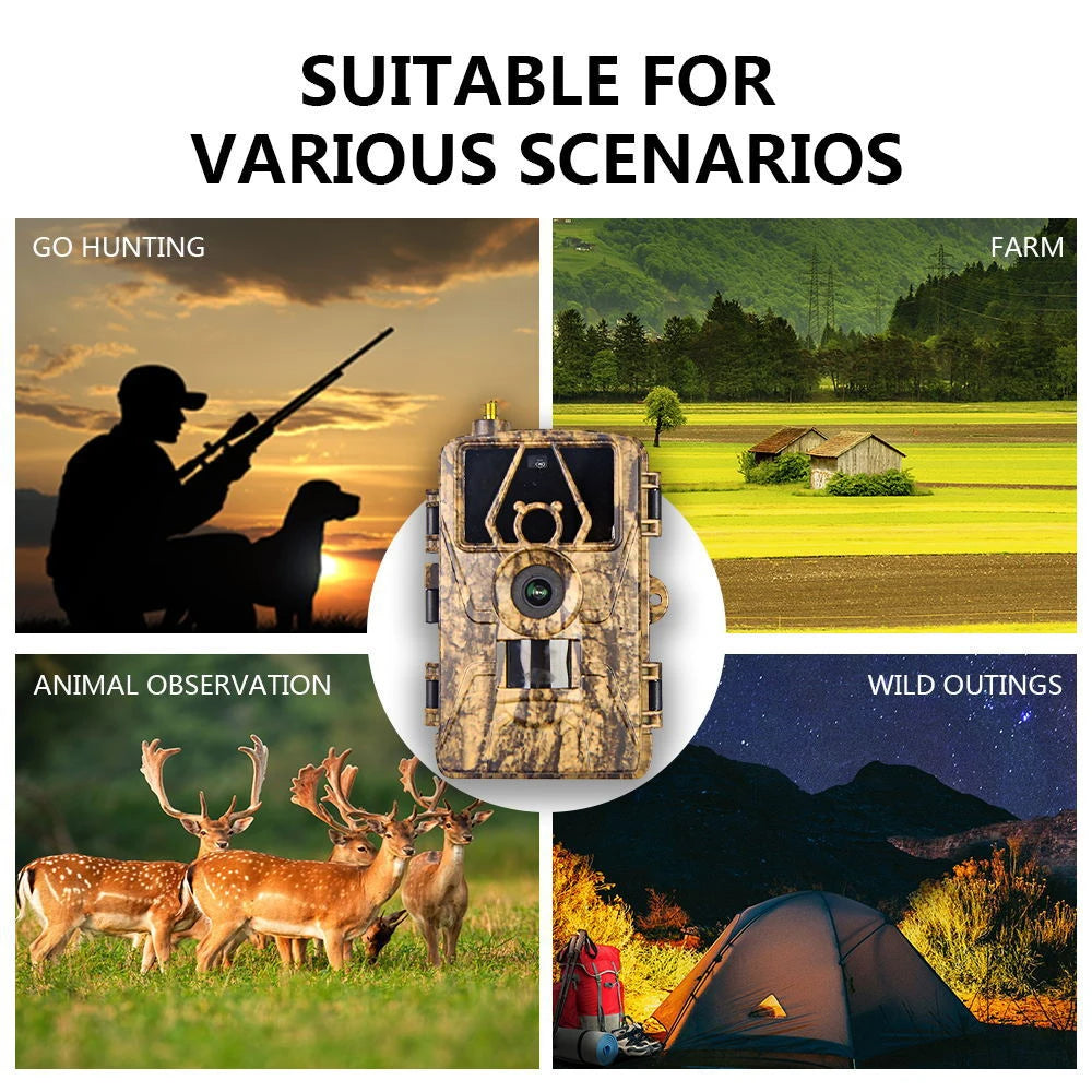 Trail Cam with 8K Video 60MP Images Night Vision Motion Activated Waterproof Wildlife Camera for Hunting Home Security Cameras