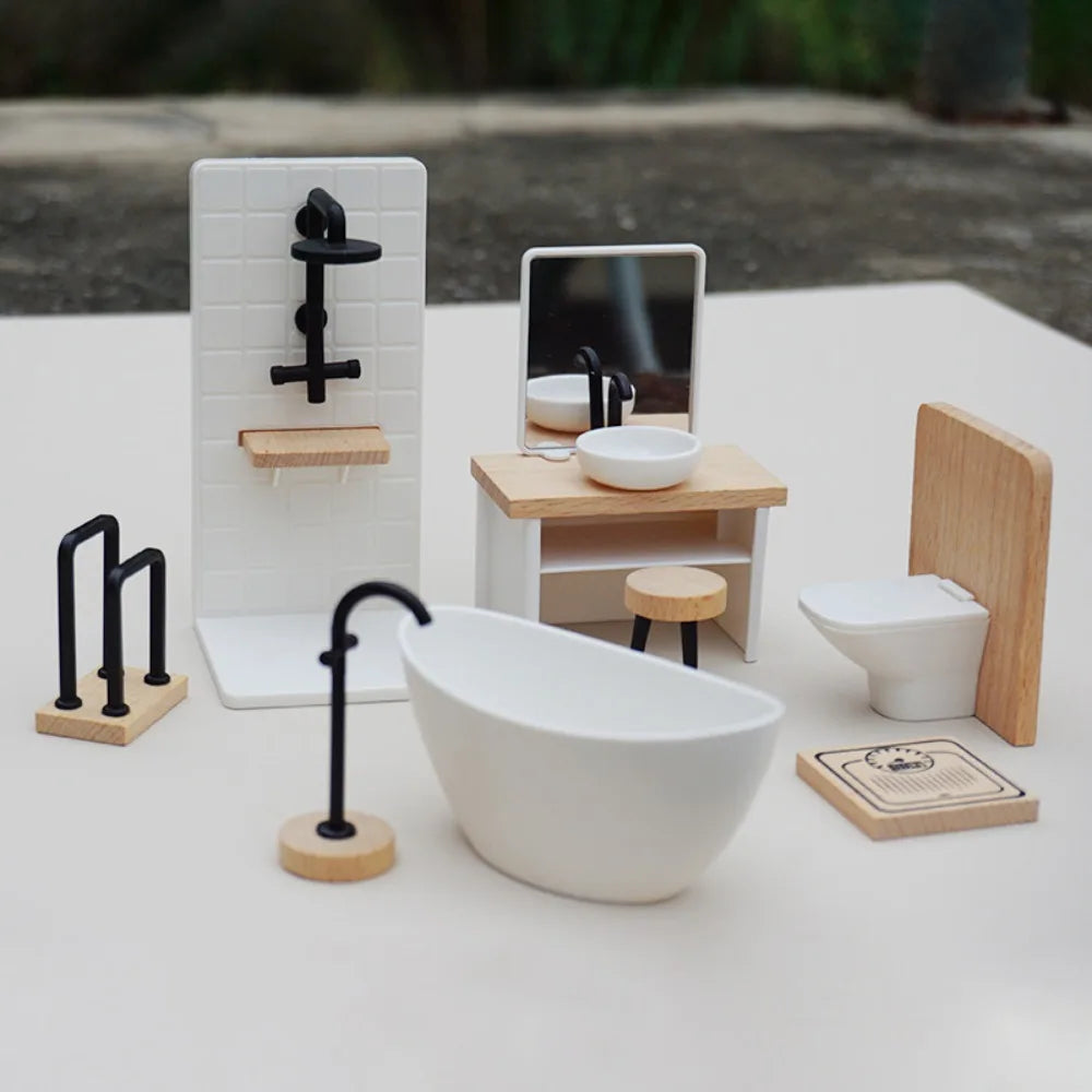 1:12 Dollhouse Simulation Bathroom Simulation White Wash Basin Dollhouse Miniature Bathroom Set Furniture Dollhouse
