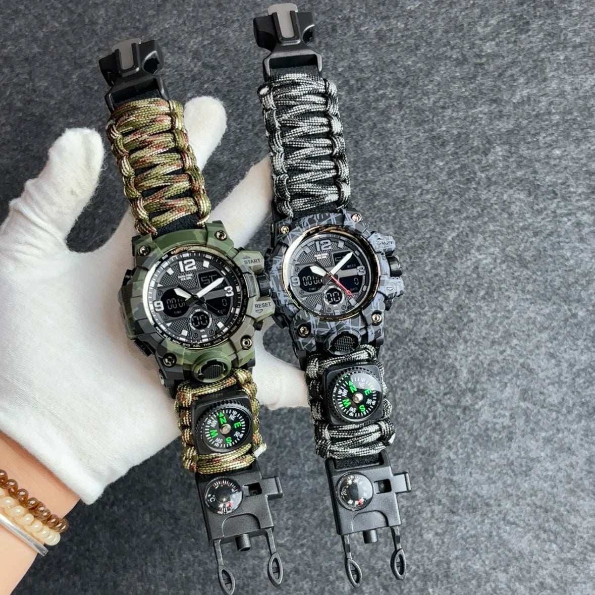 Military Watches Men's Camouflage LED Digital Watch Outdoor Survival Watch Multifunctional Waterproof Dual Display Digital Watch