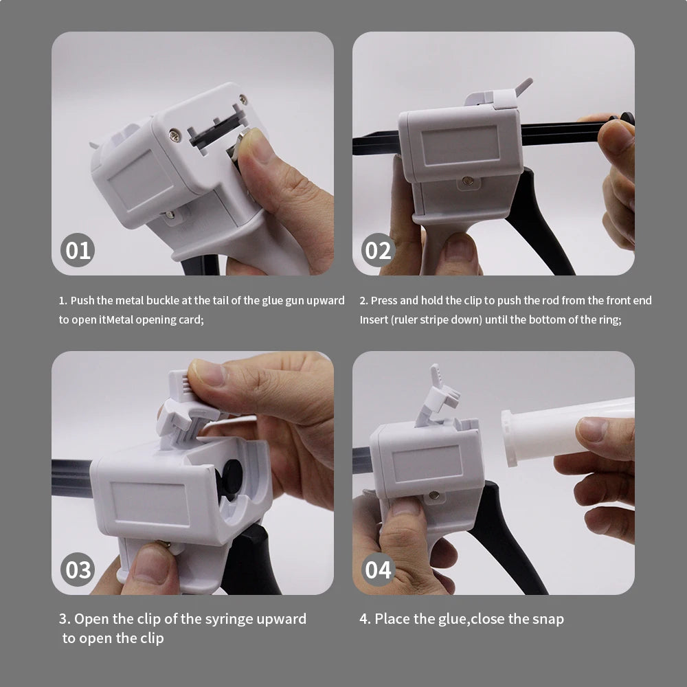 50ml Dispensing Gun AB Glue Gun Two-component Glue Gun 1:1/2:1 Epoxy Resin Gun With 4 Mixing Tubes 2 Empty Dual Cartridges