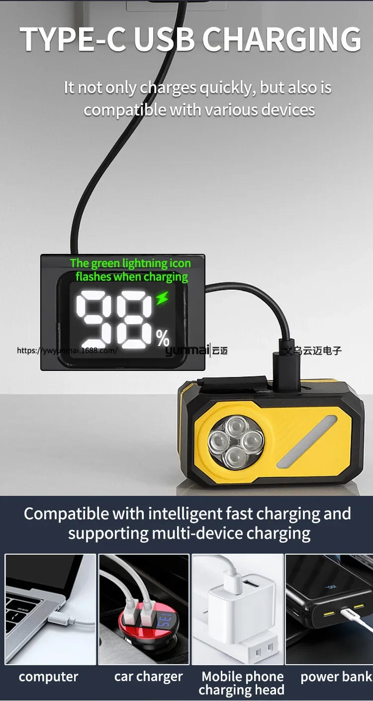 LED Induction Headlight, Can Be Used As Portable Running Light with Cap Clip RGB Ambient Light, Multi-light Source
