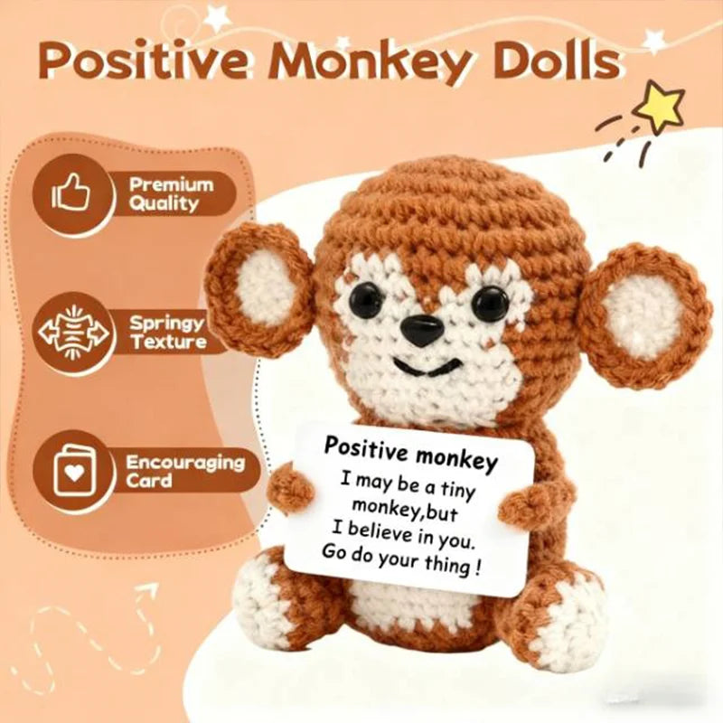 Gifts for Him Her Boyfriend Girlfriend  Handmade Positive Crochet Cute Monkey Emotional Birthday Christmas Desktop Decorations